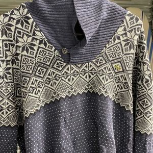 Lacoste Blue Wool Patterned Artic Sweater